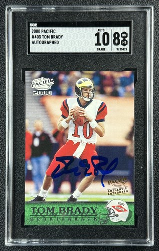 TOM BRADY SGC 8 2000 PACIFIC #403 ROOKIE AUTO RC 10 AUTOGRAPH PATRIOTS
