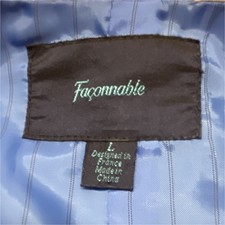 Fa onnable Men's Beige Cotton Blazer 3-Button Blue Lining Size L