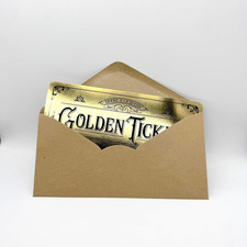 Deluxe Golden Ticket Scratch & Reveal Card with Envelope. Perfect for Any Sur...