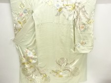 27062# JAPANESE KIMONO / ANTIQUE FURISODE / SILK / EMBROIDERY / PHOENIX