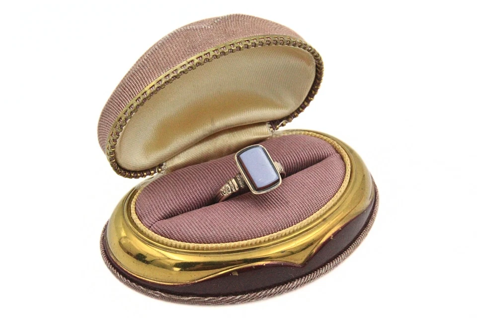 Sweet Antique Victorian 10K Gold Rectangular Sardonyx Signet Tablet Ring Sz 7 - Image 3 of 4