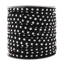 Mandala Crafts Black Silver Tone Rivet Studded Faux Suede Studs