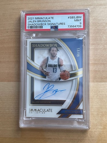 2021-22 Panini Immaculate Jalen Brunson Shadowbox Auto /99 ON CARD AUTO PSA 9