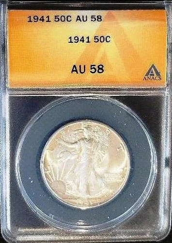 1941-P Walking Liberty Half Dollar, ANACS AU58