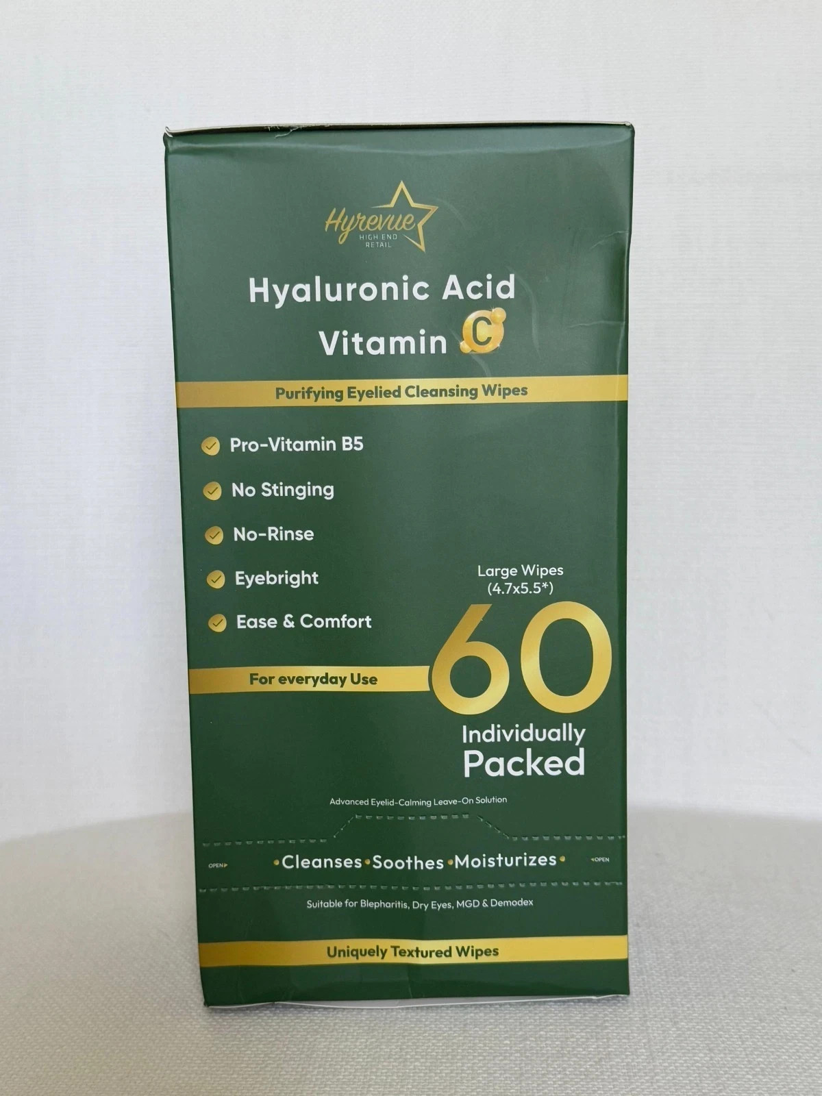 Eyelied Wipes Purified Eyelied Cleansing Wipes with Hyaluronic Acid Vitamin C.