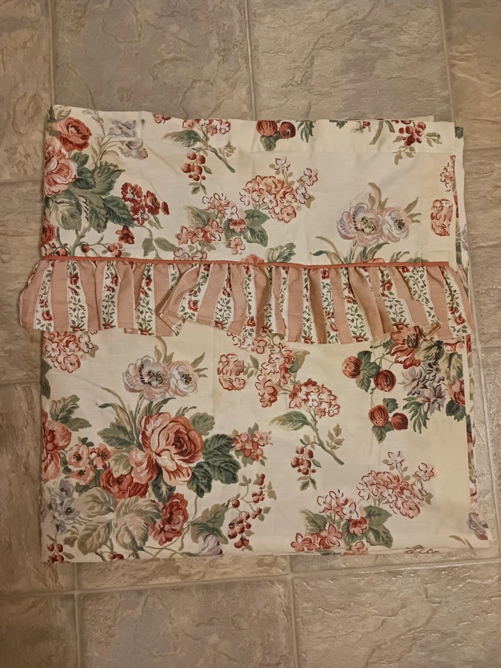 Vtg 90s Laura Ashley Shower Curtain Beige Pink Floral Cottage Rose 72x72 Shabby - Image 3 of 4