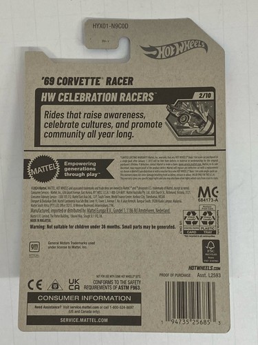 2025 Hot Wheels -‘69 Corvette Racer 2/10 HW Celebration Racer -51/250 -HYX01 - Picture 2 of 2