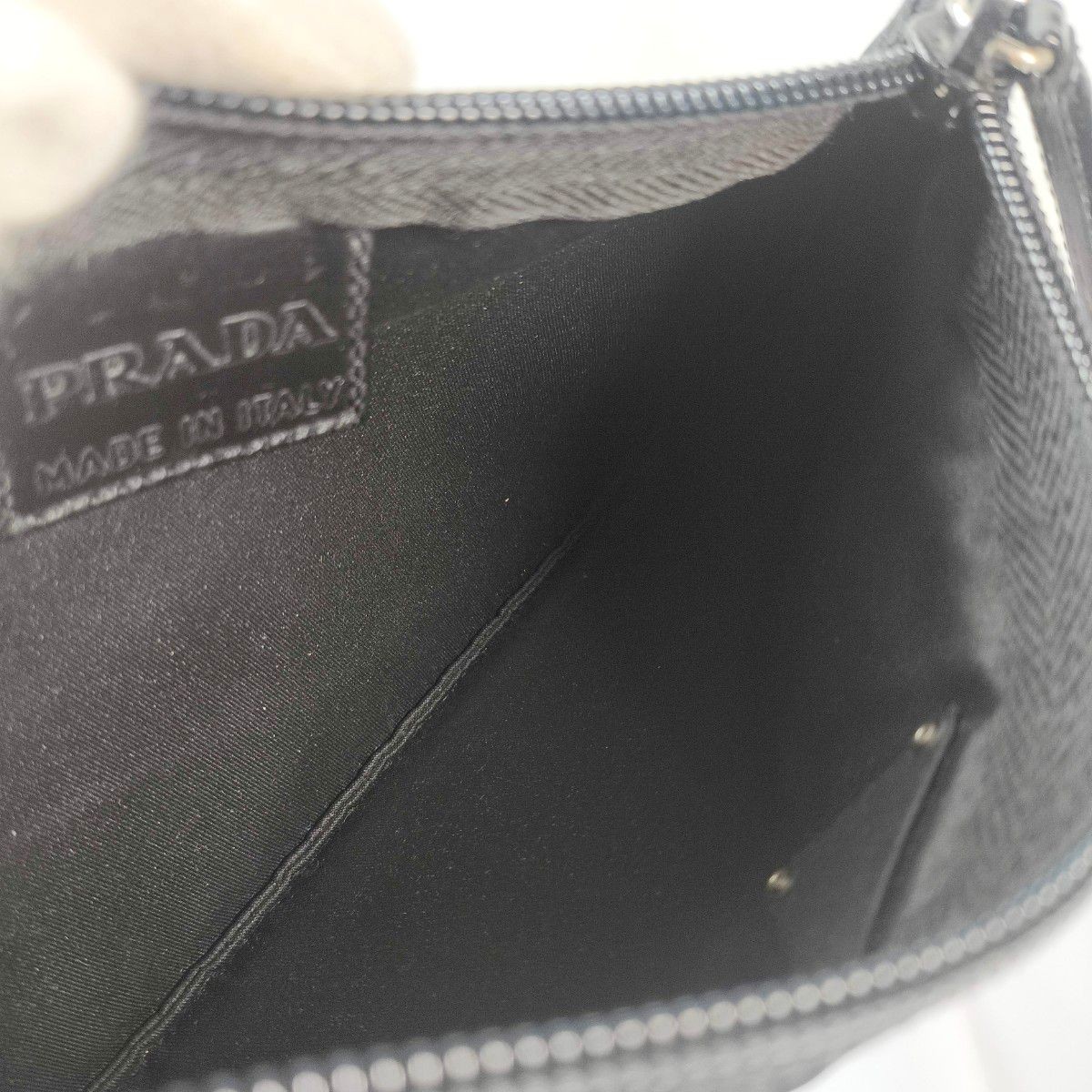 PRADA Mini Pouch Triangular Logo Clutch Black Cos… - image 9