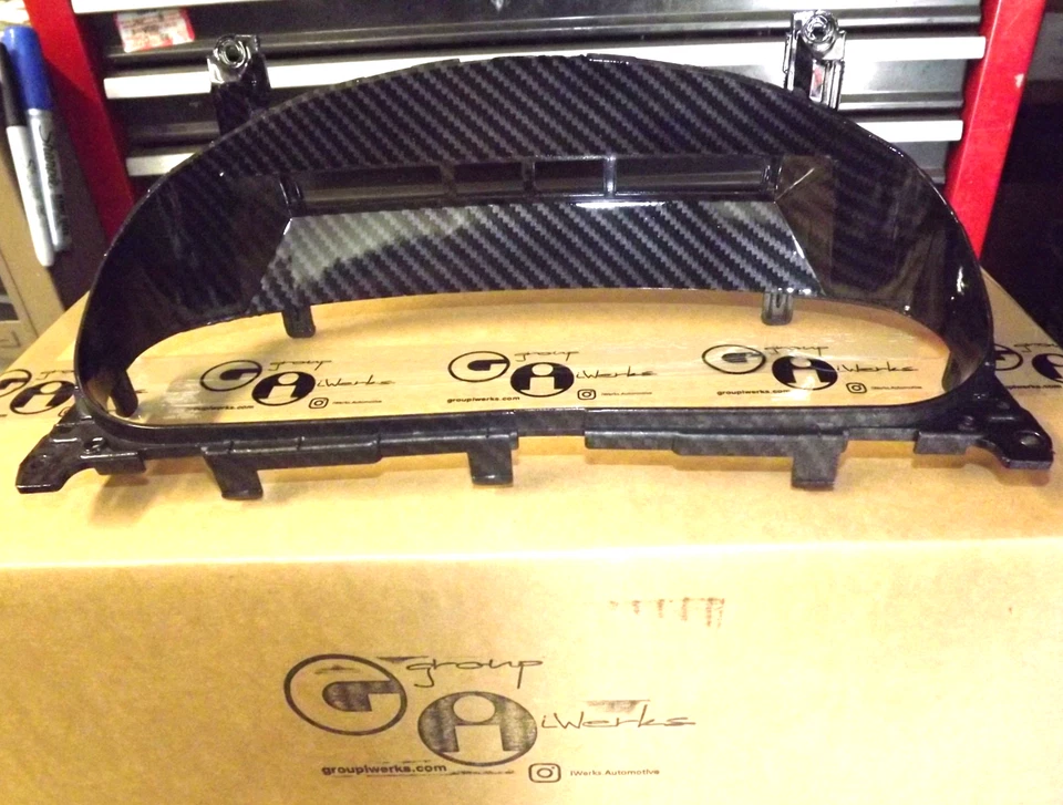 96-00 OEM Honda Civic EK faux carbon fiber gauge cluster meter visor assembly GV - Image 2 of 4