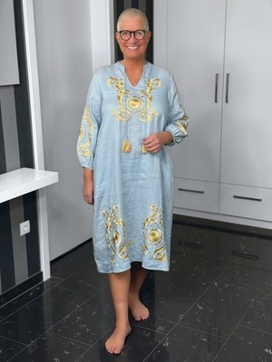 Emily Van Den Bergh - Tunika-Kleid Boho / hellblau