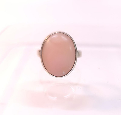 Natural Peruvian Pink Opal 925 Sterling Silver Ring Jewelry size 7.75