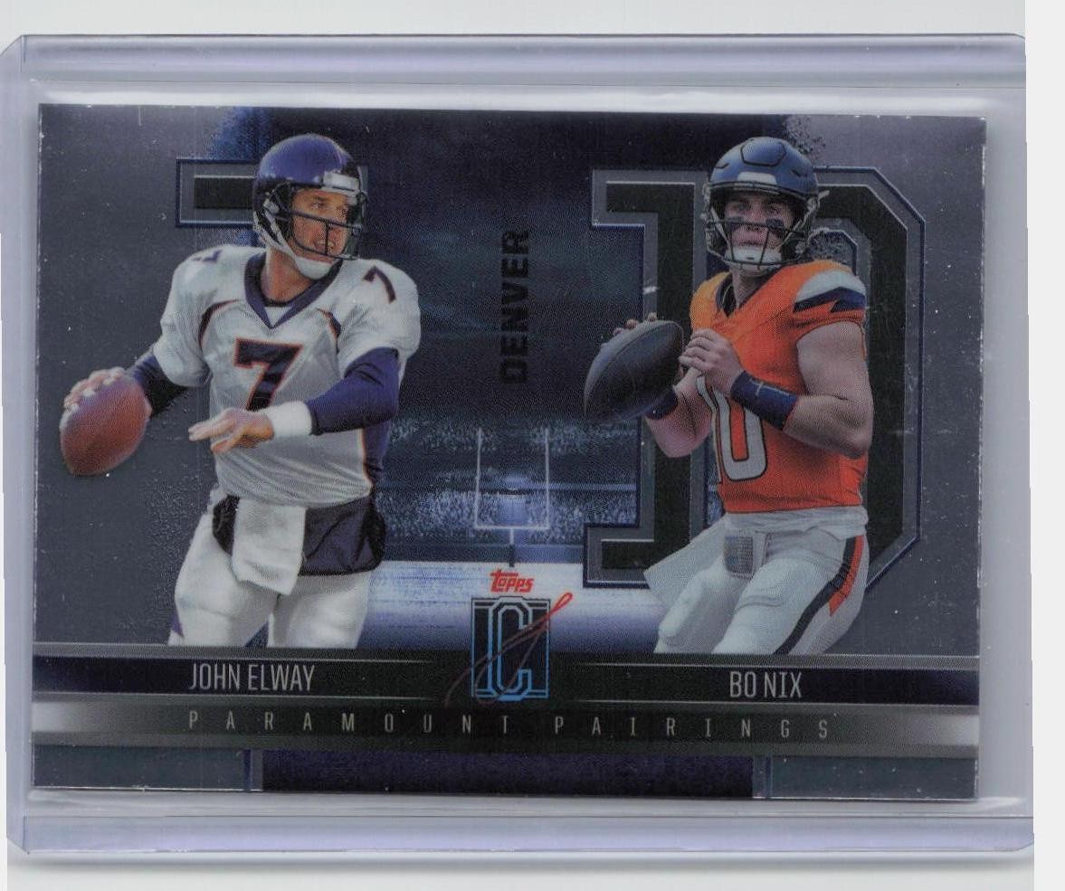 2024 Topps Signature Class #PP-2 Bo Nix / John Elway Paramount Pairings RC