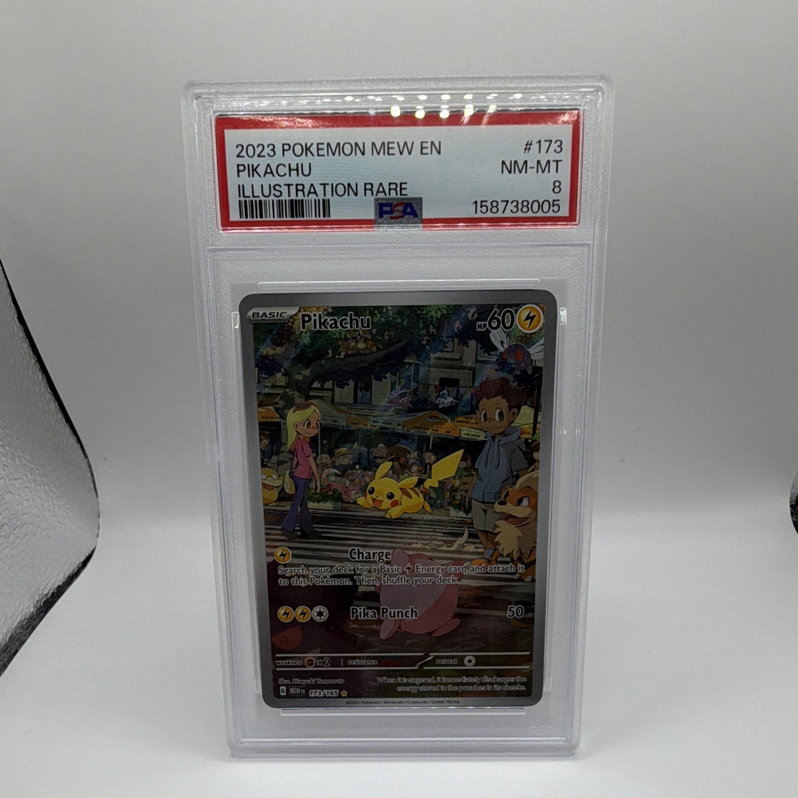 Pokemon Pikachu 173/165 SV 151 Illustration Rare Holo PSA 8 EN