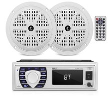 Marine Receiver Speaker Kit - In-Dash LCD Digital Stereo Built-in Bluetooth