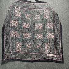 Vtg Oscar De La Renta Floral Boho Paisley Pink Black 25  100 Silk Scarf Wrap