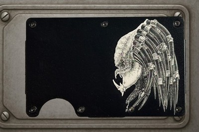 Predator Movie Slim Profile Metal RFID Blocking Wallet Minimalist Laser