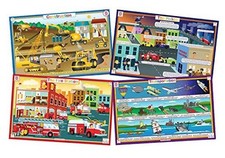 Vehicles  Community Helpers Educational Placemat 4-Pack for Kids   Made in