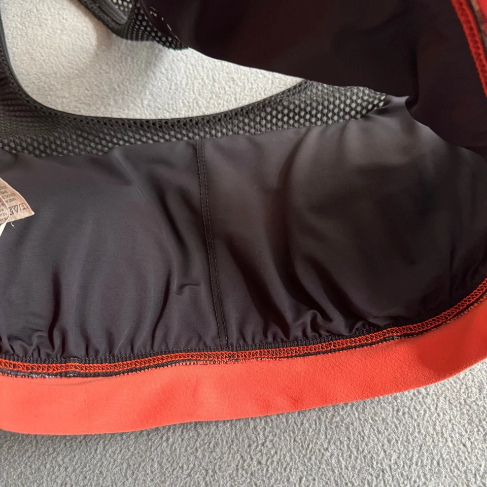 Sujetador deportivo Trina Turk retro estampado geométrico malla correas espalda corredora para mujer L negro Foto 4 de 4