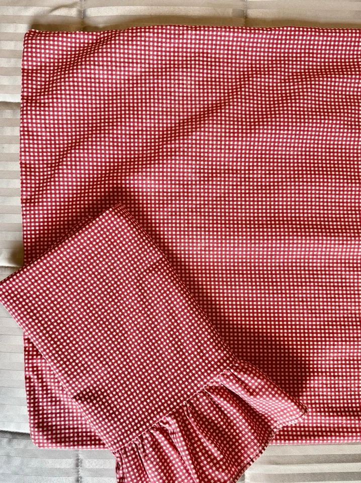 Ralph Lauren King Rojo Guinga Wendy Cuadros Volantes 2 Fundas de Almohada De Colección Granja Foto 3 de 4