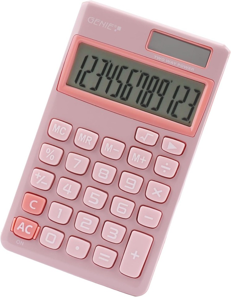 GENIE 212 P 12 Digit Calculator with Dual Power (Solar and Battery ...