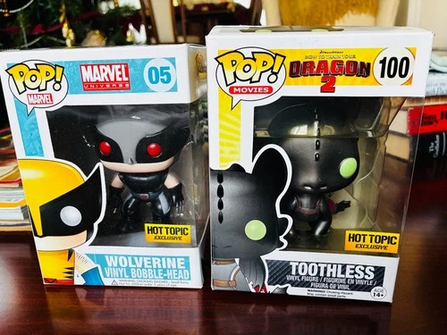 Funko Pop! Marvel Wolverine #05 & #100 Toothless Dragon 2 Hot Topic Exclusives