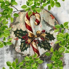 2D Flat, 1pc 7.87X 7.87Inch Round Aluminum Christmas Metal Sign Vintage Style Ca