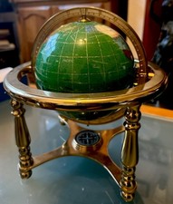 10 Inch Table Top Globe Emerald Green Semi-precious Gemstone with Stand