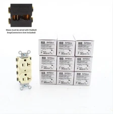 10 Hubbell SNAP5362ALA Almond SnapConnect Outlet Receptacles Spec Grade 20A