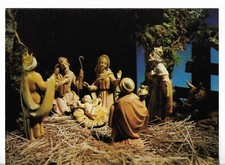 Vtg CHRISTMAS CARD - approx 4.5x6" Nativity Religious Scene-4 CRAFTS, FRONT ONLY