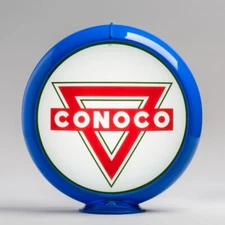 Conoco Triangle Gas Pump Globe 13.5" in Light Blue Plastic Body (G120)