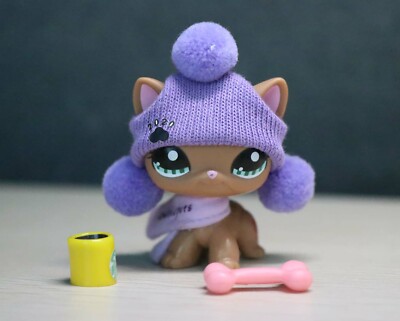 Authentic Littlest Pet Shop LPS Brown shorthair cat 1170 with lps Accessories | eBay