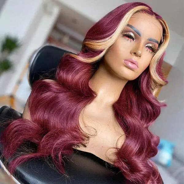 Red Lace Front Wig Long Wavy Natural Looking Cherry Red Free Part Wig  Synthetic Heat Resistant Fiber Cosplay Party Makeup Wigs for Women 24 Inch