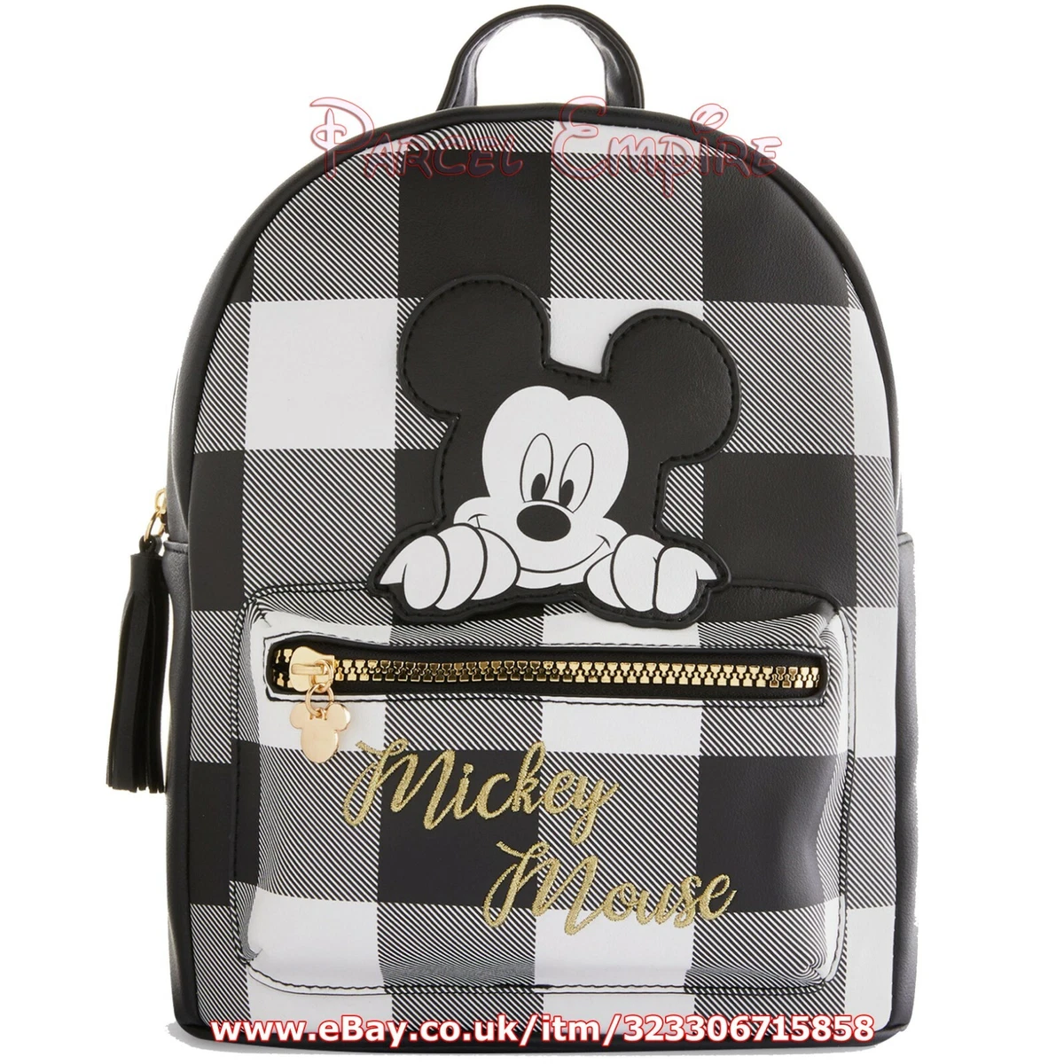 Lift vier keer waarschijnlijk MICKEY MOUSE BACKPACK Tartan Black Disney Rucksack Bag Primark | eBay