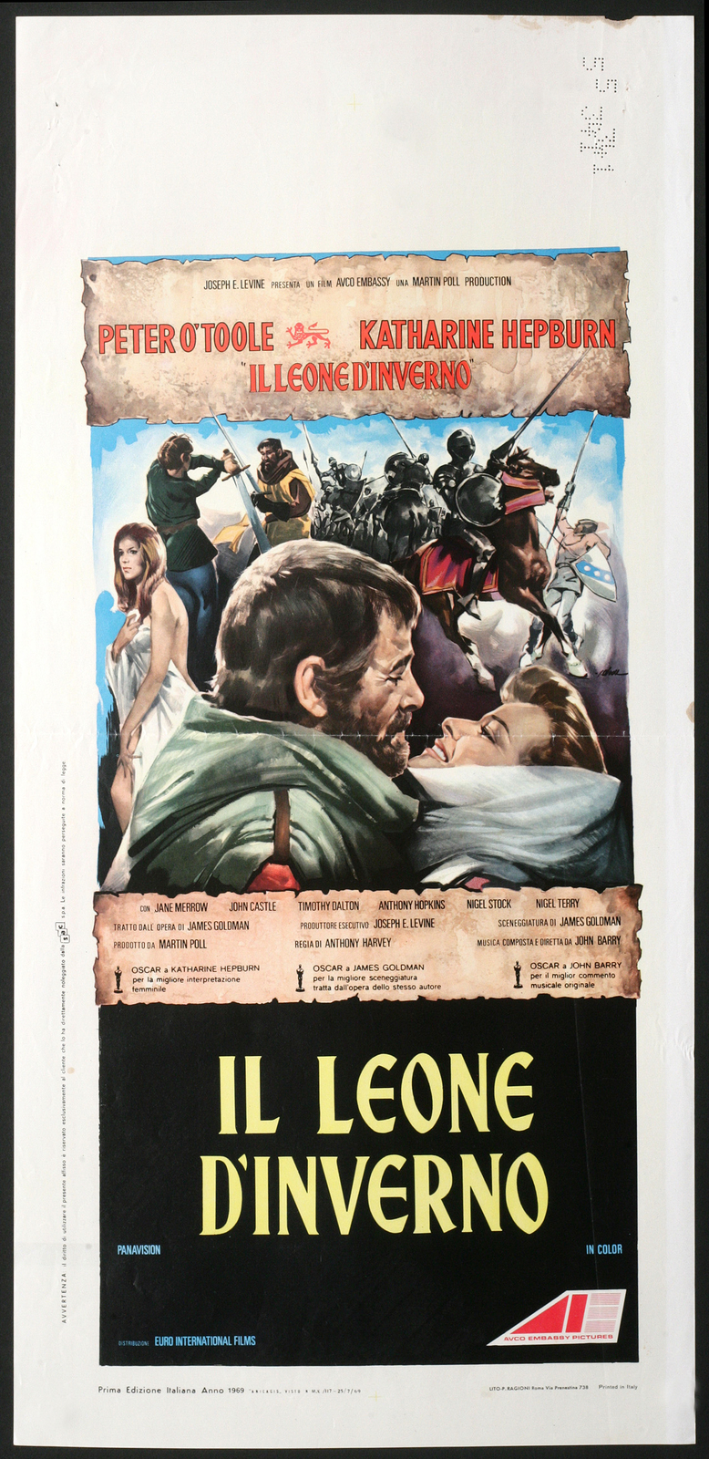 Locandina originale film Il leone d'inverno (1968) - Regia di Anthony Harvey