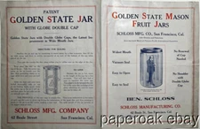 ca1916 Golden State Mason Fruit Jars Schloss Mfg. Co. San Francisco Advert Flyer