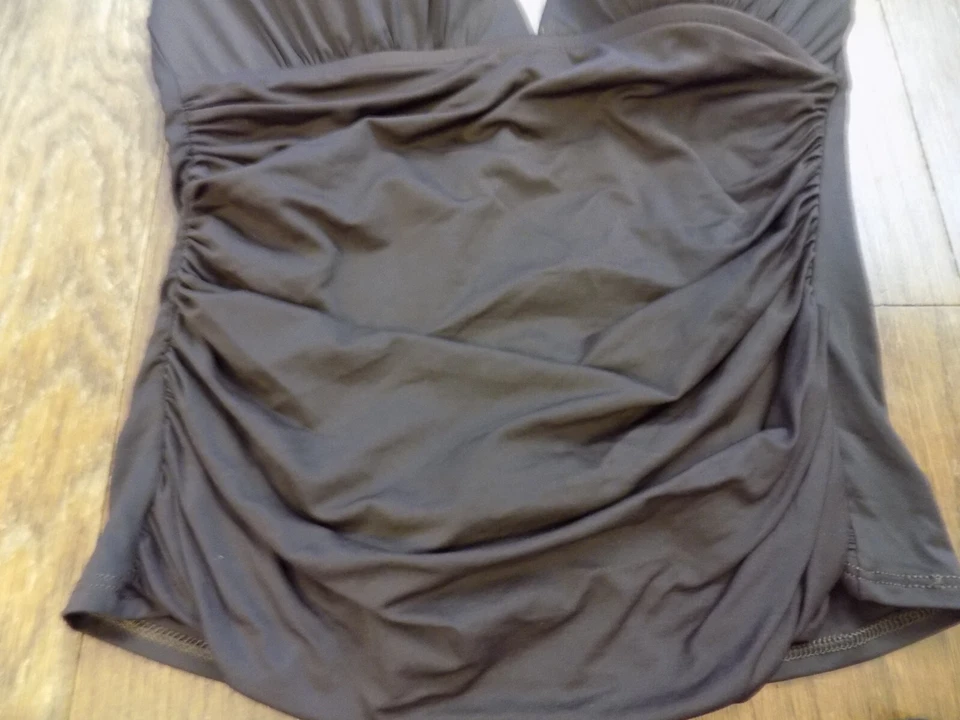 La Blanca Brown Tankini & skirt Swim 2 Pc Top sz 6 Halter Ruched Bottom sz 4 - Image 3 of 4