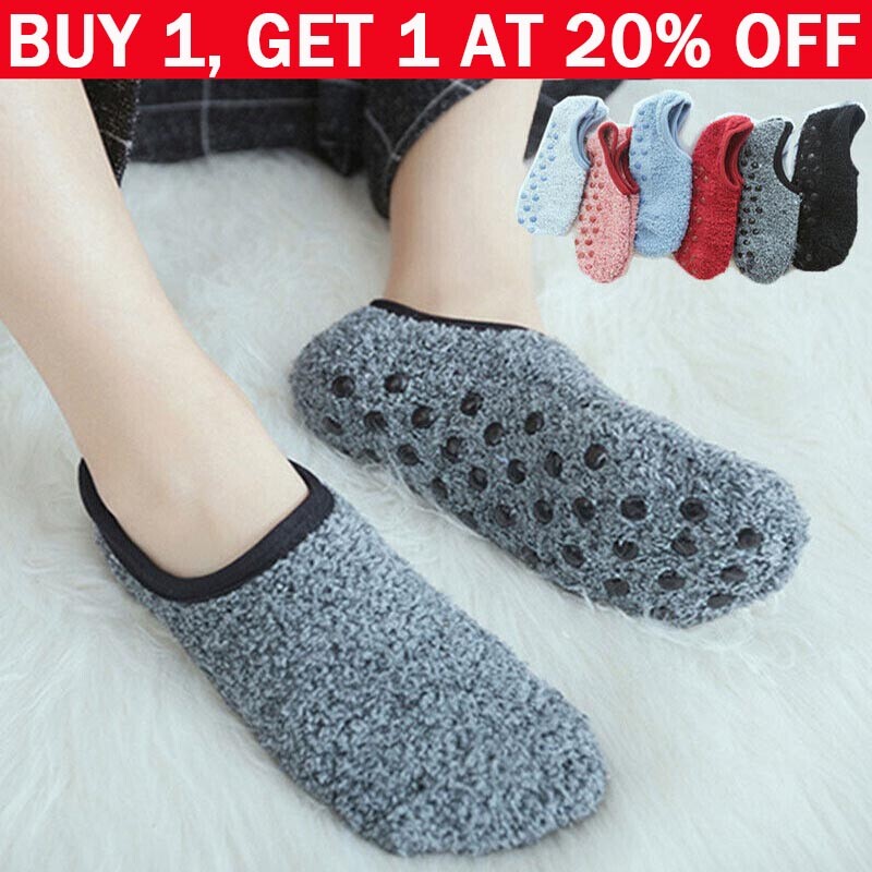 APL Pantofole invernali calde antiscivolo in pile spesse scarpe da letto calze a terra — B