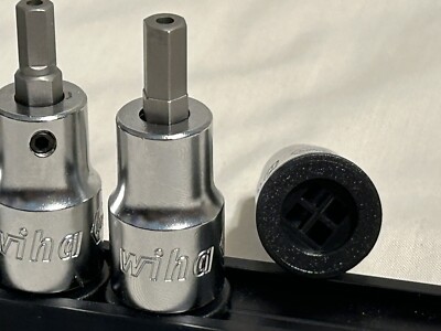 Wiha Tools 7 Piece Security Hex Bit Socket Set, 3/8'' Drive, 2-8mm, 71989 on Rail