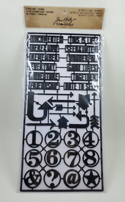 TH4 Tim Holtz Idea-ology Alpha Parts Framed 34 Phrases, Arrows, & Numbers New