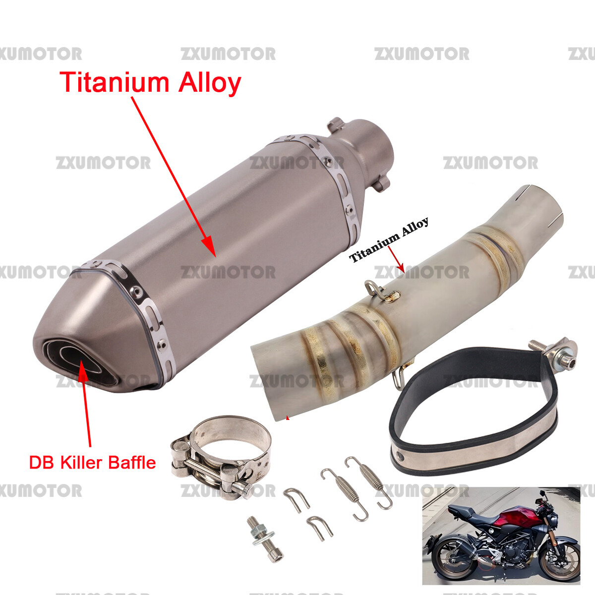 Exhaust Link Pipe Titanium For Honda CB300R CB250R 2018-2023
