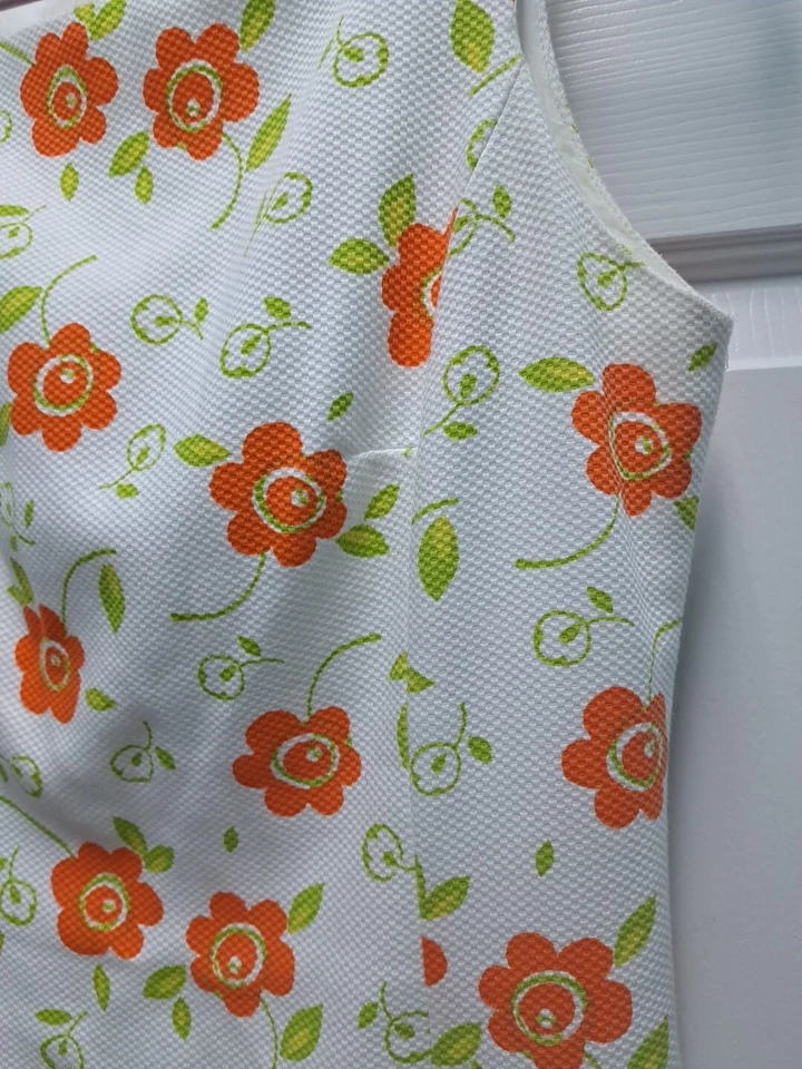 Vestido Flower Power 1960/70s Vintage Tamanho 8 Rosa Pradaria, Laranja, Verde - Imagem 2 de 4