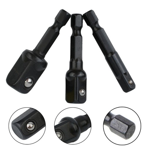 3 Pcs Impact Drill Bit Socket Adapter Set Extension Driver Bar Hex 1/4 3/8 1/2 - 第 4/12 張圖片