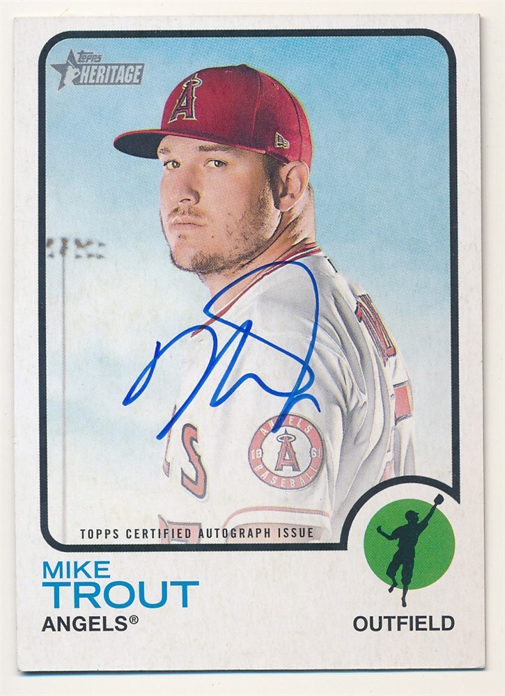 MIKE TROUT 2022 TOPPS HERITAGE REAL ONE ON CARD AUTOGRAPH ANGELS AUTO RARE SP