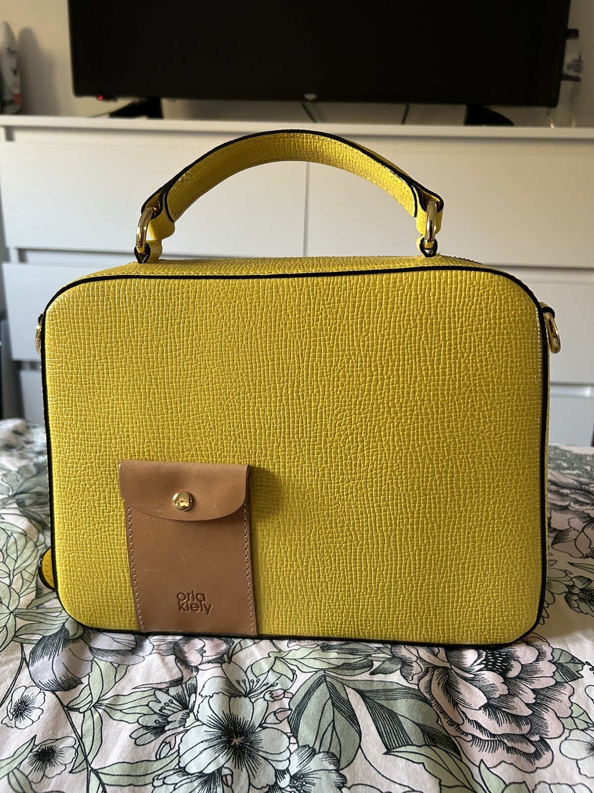 Orla Kiely Mini Bay Textured Leather Cross Body Bag Yellow eBay