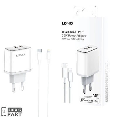35W Dual USB‑C Adapter Schnell Ladegerät+Ladekabel für iPhone|iPad Pro|Mini MFI - Bild 1 von 4