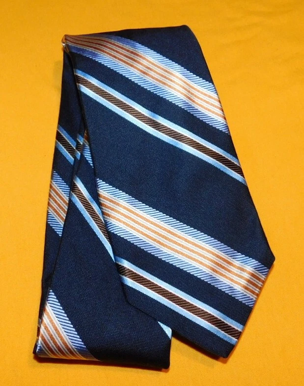 IKE BEHAR СДЕЛАНО В США СИНИЙ/БЕЛЫЙ/ОРАНЖЕВЫЙ ПОЛОСАТЫЙ ГАЛСТУК - ГАЛСТУКИ - ДИЗАЙНЕРСКИЕ ГАЛСТУКИ. - Изображение 2 из 3