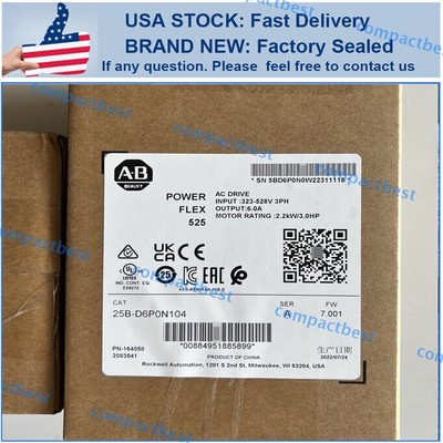 New 25B-D6P0N104 Allen Bradley 25B D6P0N104 525 2.2kW 3Hp AC Drive 25BD6P0N104