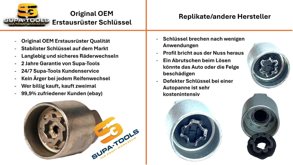 Original Audi 814 Code Q Felgenschloss  Schlüssel Nuss Wheel Lock Radsicherung - Bild 2 von 4