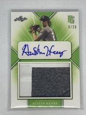2021 LEAF PERFECT GAME GREEN AUSTIN HENRY LOGO RC PATCH AUTO # 6/20