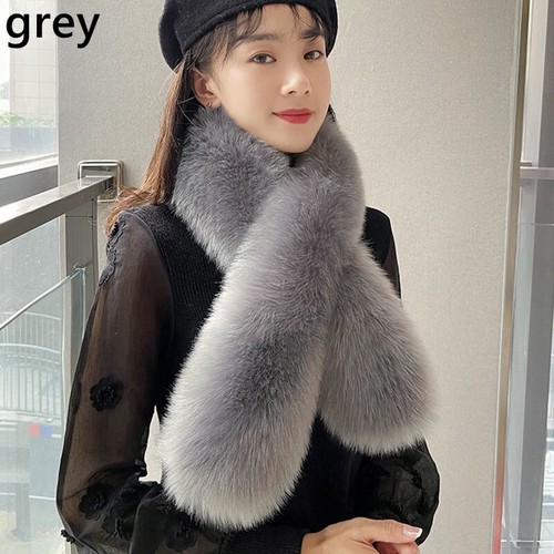 Women Winter Warm Faux Fur Scarf Neck Collar Warmer Solid Soft Fluffy Plush - Picture 4 of 20
